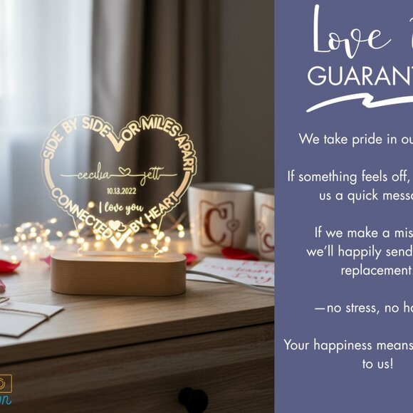Long Distance Custom Light • Personalized Valentine’s Gift • Couples Gift - Picture 6 of 8